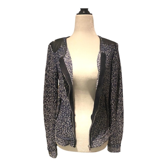 Ella Moss zippered faux leather classic cardigan/jacket. Sz. S - Picture 4 of 16